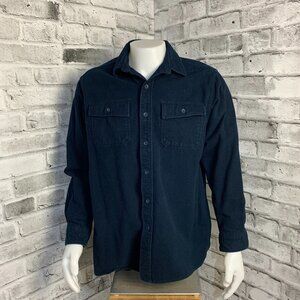 L.L. Bean Shirt Large Reg Navy Traditional Fit Chamois Cloth Flannel Outdoors